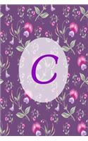 C: Watercolor Floral, Blank Lined Journal Monogram Initial C Notebook for Kid, Women, Girls and Students.Perfect Graduation Gift, Great alternative to 