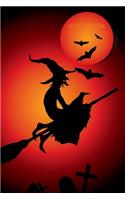 Notebook: Black and Orange Witch Notebook-6x9-100 Pages-Wide-Ruled- Perfect Gift for Halloween or Goths-Great for Notes, Ideas, School, To-Do-List, Creative I