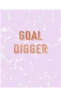 Goal Digger: Inspirational Quote Notebook, Radiant Pink Marble and Rose Gold 8.5 x 11, 120 College Ruled Pages