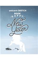 sketchbook gift unicorn: happy new year: Unicorn Journal and sketchbook gift: Journal and sketchbook for Girls - Composition Size (8.5"x11") With Lined and Blank Pages, Perf