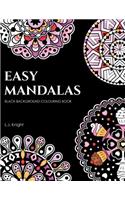Easy Mandalas Black Background Colouring Book
