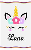 Lana: Personal Notebook Personal Diary Unicorn Notebook Personalized Journal Customized Journal Unicorn Lover Gift Personal Name Notebook