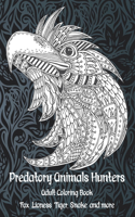 Predatory Animals Hunters - Adult Coloring Book - Fox, Lioness, Tiger, Snake, and more