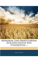 Memorial Und Repetitorium Zur Geschichte Der Philosophie ...