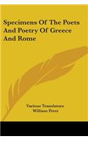 Specimens Of The Poets And Poetry Of Greece And Rome