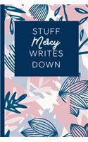Stuff Mercy Writes Down: Personalized Journal / Notebook (6 x 9 inch) STUNNING Navy Blue and Mauve Blush Pink Pattern