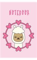 Cute Pink Llama Valentine's Notebook