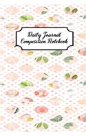Daily Journal Composition Notebook: Pastel Pink Polka Dot Floral Theme - 120 Blank Lined Pages 6X9 Size Notebook