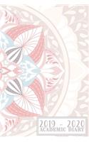 2019 - 2020 Academic Diary: Mid Year Planner Student Journal - Horizontal Weekly Diary - Week on 2 Pages with Notes - Pastel Pink Mandala Cover