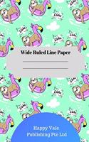 Cute Sloth Theme Wide Ruled Line Paper