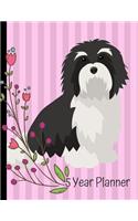 5 Year Planner: 2020 - 2024 Monthly Planner Organizer Undated Calendar And ToDo List Tracker Notebook Havanese Dog Pink Cover