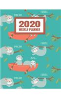 2020 Weekly Planner: January 2020 - December 2020 Calendar Agenda And Daily Schedule - Sloth (8.5"x11")