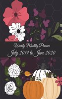 Weekly Monthly Planner July 2019 to June 2020: Flowers Garden, Calendar Book July 2019-June 2020 Weekly/Monthly/Yearly Calendar Journal, Large 8.5" x 11" 365 Daily journal Planner, 12 Months July