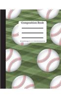 Composition Book 200 Sheet/400 Pages 8.5 X 11 In.-Wide Ruled Baseball Field: Baseball Writing Notebook - Soft Cover