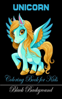 Unicorn coloring book for kids black background