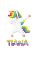 Tiana: Tiana 6x9 Journal Notebook Dabbing Unicorn Rainbow