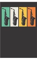 Notebook: Dot Grid Dotted 6x9 120 Pages Saxophone Sax Player Gift Jazz Music Retro Instrument Teacher