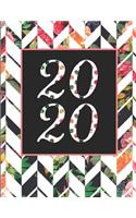 2020: 8.5" x 11" Abstract Floral Daily/Weekly Planner with Weekly Goal Setting, Monthly Vision Boards, Power Thoughts and To-Do List