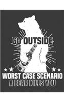 Go Outside Worst Case scenario A bear kills you: Beer Notebook. Beer Journal. 8.5 x 11 size 120 lined pages Bear Lover gifts for women Men.