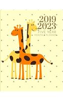 2019-2023 Five Year Planner Giraffe Goals Monthly Schedule Organizer: 60 Months Calendar; Agenda Appointment Diary Journal With Address Book, Password Log, Notes, Julian Dates & Inspirational Quotes
