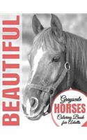 Beautiful Grayscale Horses Coloring Book for Adults