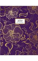 Dot Grid Journal - Dotted Notebook, 8.5 x 11: Floral Softcover, Faux Gold Glitter on Purple(Flower Journal)