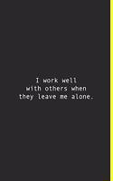 I work well with others when they leave me alone.