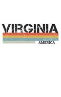 Virginia: Cool Vintage Retro Stripes Virginia Notebook Composition Makes For A Nice Gift And Souvenir For Friends, Family And Visitors To The State Of Virgini