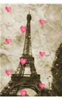 paris Eiffel Tower pink hearts Vintage creative blank page journal