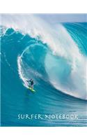 Surfer Notebook: 8.5 x 11 inch, wide ruled composition book, surf composition notebook, 150 pages
