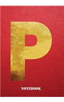 P Notebook: Letter 'p' Notebook, Composition, Exercise or Log or Study Book - Red Cover