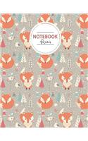 Cute Foxes Notebook Journal: Foxes Notebook, Orange and Brown Notebook, Composition Book, Journal, 8.5 x 11 inch 110 page, Wide Ruled