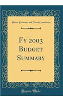 Fy 2003 Budget Summary (Classic Reprint)