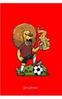 Lion Journal: Lined Journal - Lion Beer Soccer Funny Animal Sport Football Player Gift - Red Ruled Diary, Prayer, Gratitude, Writing, Travel, Notebook For Men Wom