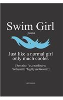 Notebook: Swimming Lined notebook ca A5 for notes, sketches, drawings, formulas, as a calendar or for learning; wide line grid; swimmers divers athlete