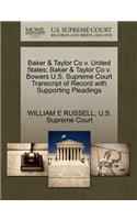 Baker & Taylor Co V. United States; Baker & Taylor Co V. Bowers U.S. Supreme Court Transcript of Record with Supporting Pleadings