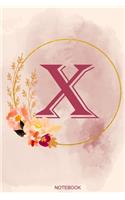 X Notebook: Journal Notebook with one Letter - White unique Softcover Design - Cute gift for Women and Girls - 6" x 9" Dot Grid - Journal, Notebook, Diary, Comp