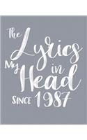 The Lyrics In My Head Since 1987 Notebook Birthday Gift