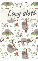 Lazy Sloth, Weekly planner, Diary, Coloring pages