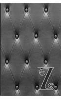 Z: Writing Journal Notebook Personalized with Black Monogram Initial Letter on a Dramatic Charcoal Gray Diamond Shape Tufted background. (6"x9" 110 Bla