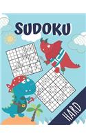 Hard Sudoku: Large print Sudoku, 100 hard puzzles and answers, a perfect gift for boys and riddle lovers! Beautiful dinosaurs design!
