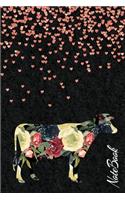Notebook: Cute Cow Cartoon themed Cover Design Notebook For Girls Boys Kids Teens For Taking notes & Ideas - Perfect gifts Journal For Cow Lovers.