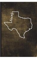 Texas: 6" x 9" - 128 Pages: Texas State Silhouette Hand Lettering Cursive Script Design on Soft Matte Cover - Notebook, Diary, Composition Book for fans of