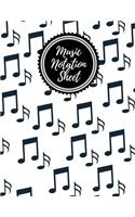 Music Notation Sheet: Blank Music Sheet Notebook for Composing and Theory (Musical Notes Design)