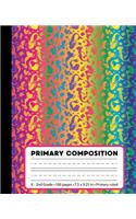 Primary Composition: Mermaid Rainbow Marble Composition Book for Girls K-2. Beautiful ocean notebook handwriting paper. Primary ruled - middle dotted guide lines. 100 pa(Primary Composition Books)