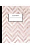 Composition Notebook: Rose Gold Chevron Marble Wide Ruled Blank Lined Cute Notebooks for Girls Teens Women School Home Writing Notes Journal