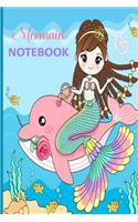 Mermaid Notebook: Cute Little Mermaid Girl Composition Wide Ruled Line Journal for Girl Women Writing Size 6'x9 120 Pages Beautiful Mermaid Graphic Book Cover (Fantas