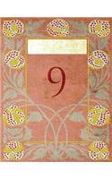 Monogram "9" Sketchbook: Blank Art Pad Notebook Journal