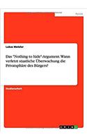 Das Nothing to hide-Argument. Wann verletzt staatliche Überwachung die Privatsphäre des Bürgers?
