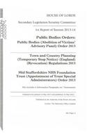 1st report of session 2013-14: Public bodies orders, Public Bodies (Abolition of Victims' Advisory Panel) Order 2013, Town and Country Planning (Temporary Stop Notice) (England) ((2013-14 4 House of Lords Papers)
